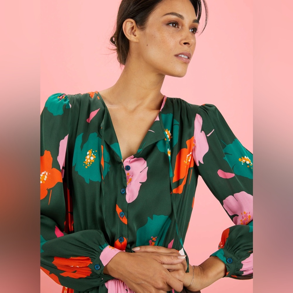 Tucker NYC Green Floral Midi Dress - Picture 4 of 10